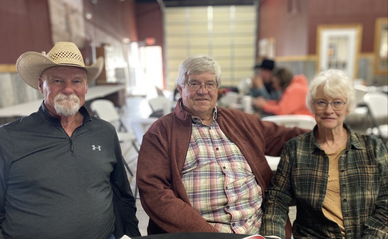 Hired Hand customer L.D. McIntyre, McIntyre Ranches with Harvey & Donna Thiessen, Double T Ranch