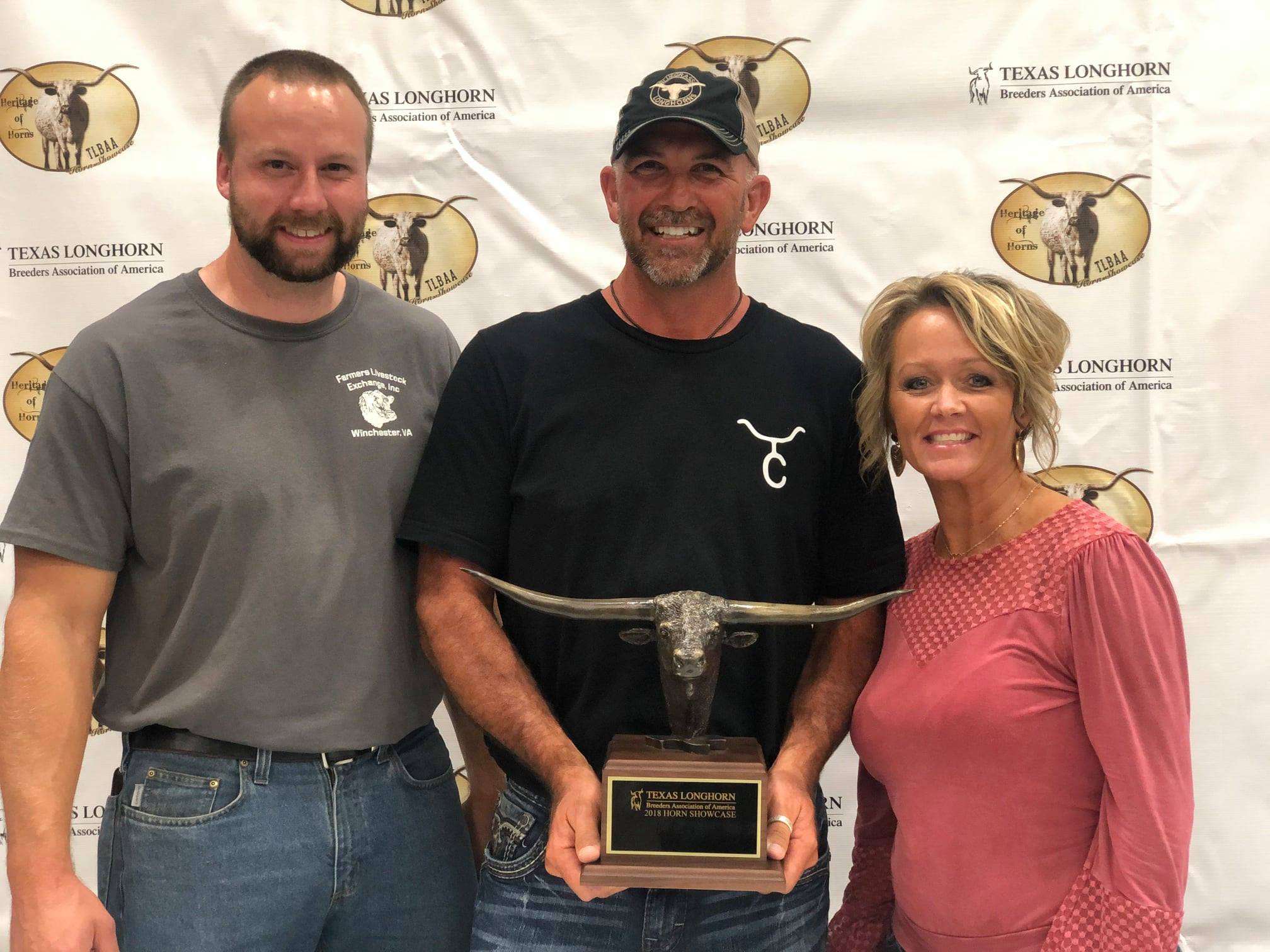 Hired Hand customers Billy Stickley, Stickley Longhorns; Trampus & Erica Cook, Bluegrass Longhorns