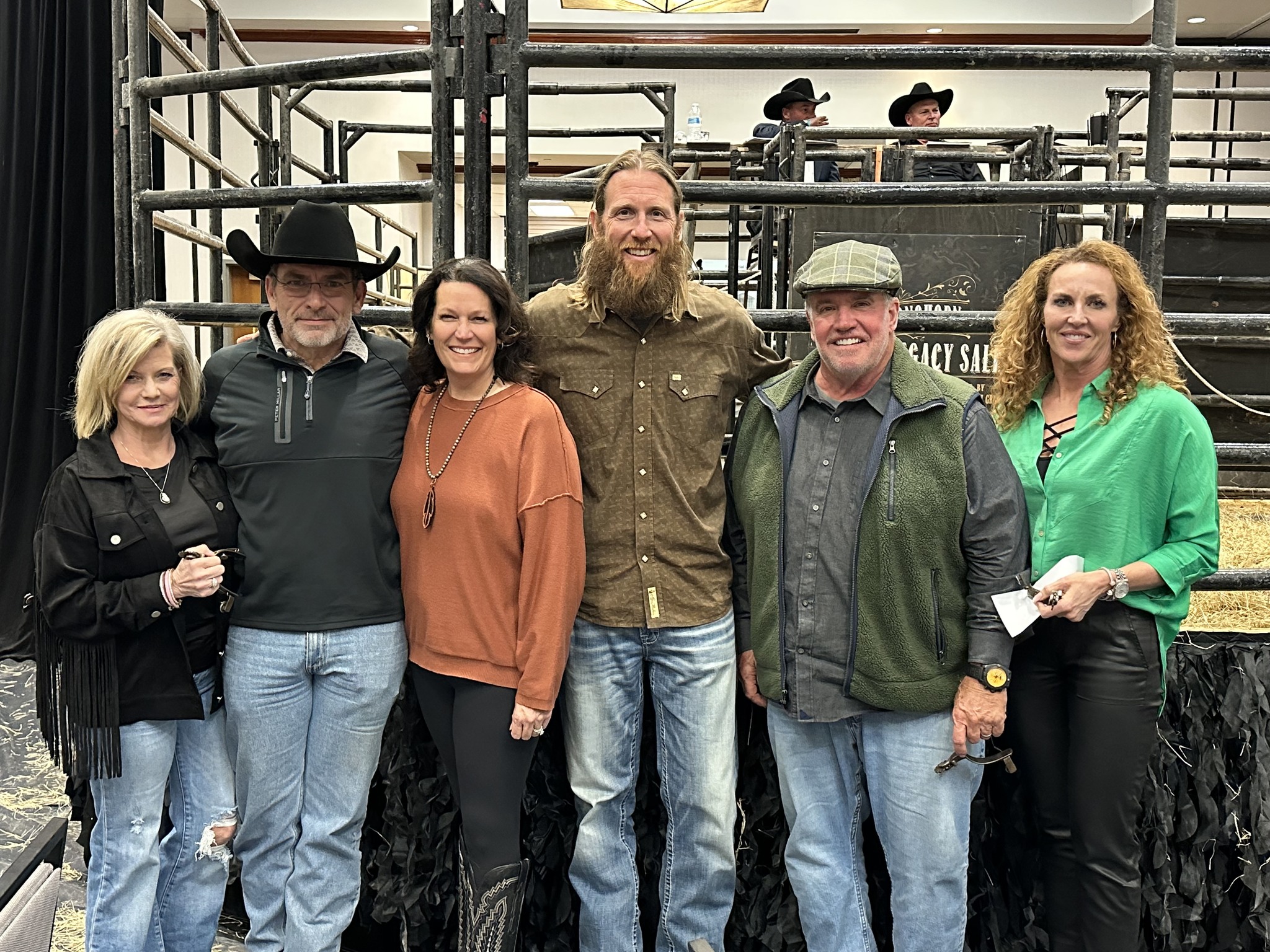 Hired Hand customers Dean & Sandra Whitlock, Whitlock Longhorns; Mike & Kali Smith, Cold Copper Cattle Co. and Wayne & Joanna Manning, M7 Longhorns