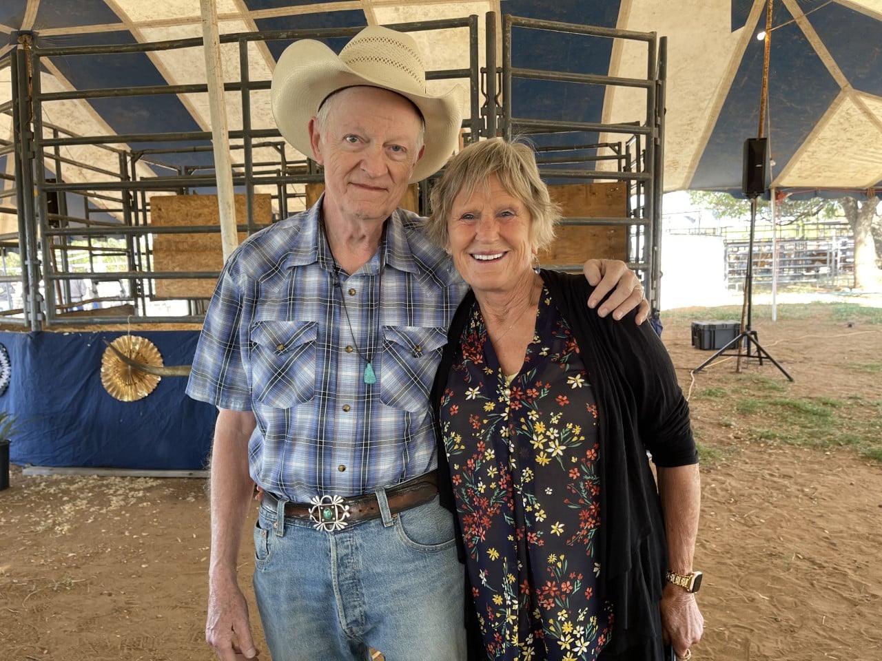 Sale host and Hired Hand customers John Marshall, Blue Ridge Ranch with Charlene Semkin, Semkin Longhorns