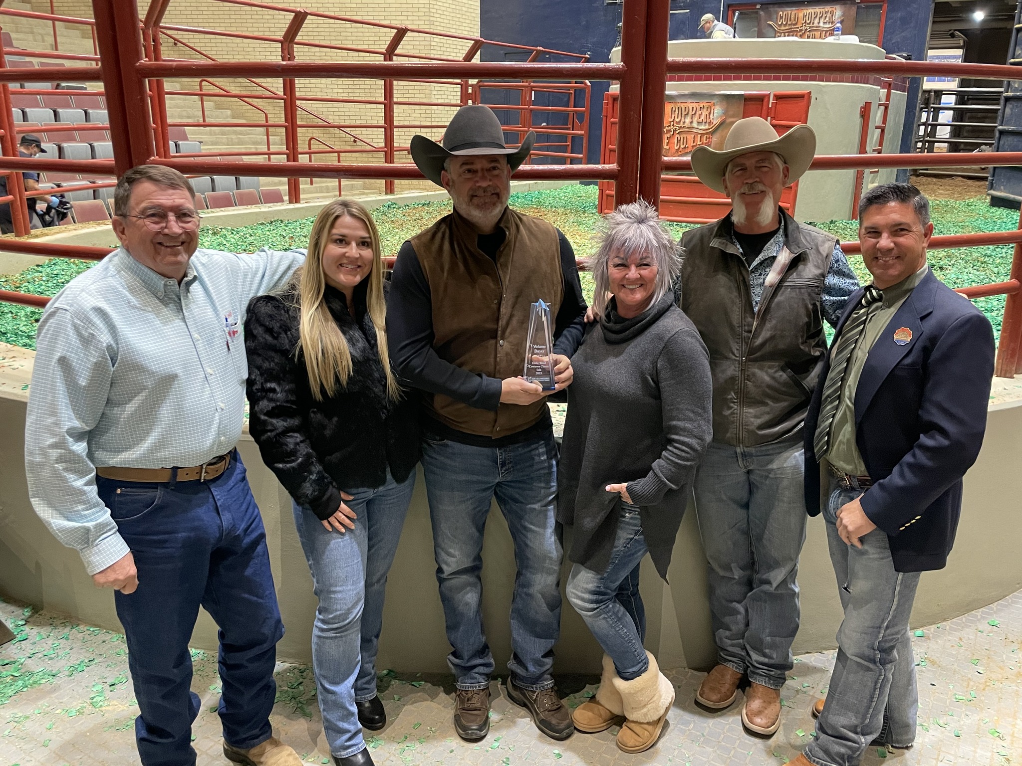 TLBAA Board Chair, Keith Du Bose; Volume Buyer, Rob Rose and family; Hired Hand Customer Russell Fairchild, Fairchild Longhorn Enterprises