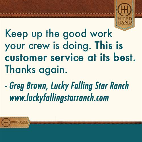 Keep up the good work your crew is doing. This is customer service at its best.