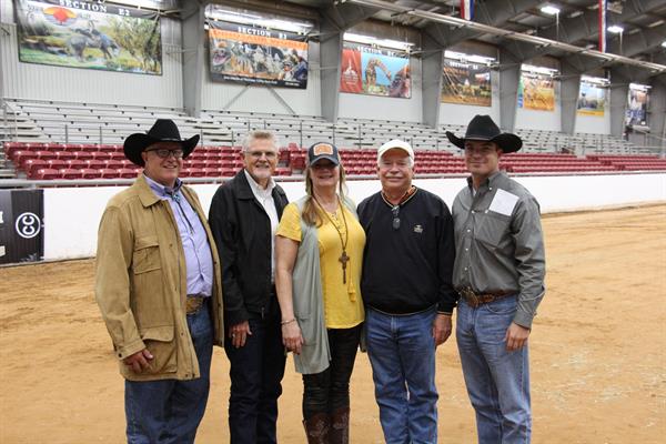 Hired Hand customers and Futurity Judges Jerry Loveday, E&amp;L Longhorns; John Helm, Helm Cattle Co; Rhonda Poe, 3P Longhorns; Mark Gilliland, Gilliland Ranch; and Bear Davidson, G&amp;G Longhorns and Eastwind Cattle