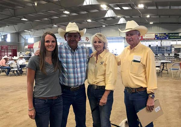Hired Hand Jaymie with Rocky Mountain Select Sale Hosts and Hired Hand Customers Gary and Donna Lake and Stan Searle, Silverado Ranch
