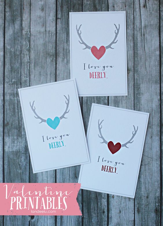 Printable Deer Valentine